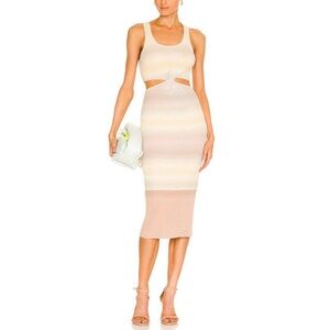 Jonathan Simkhai Cream and Tan Midi Dress